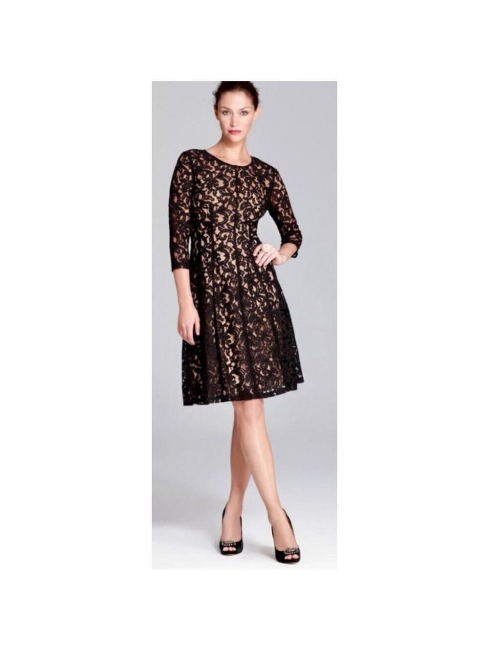 Women's Adrianna Papell Dress Size 4 Black Lace